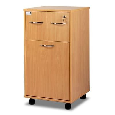 Bristol Maid Bedside Cabinet - Beech - Two Top Drawers - Large Lower Drawer - Adjustable Shelf - One Drawer - Cam Lock