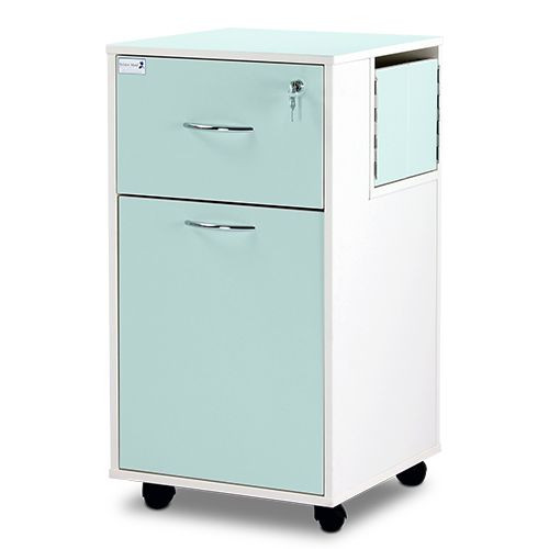 Bristol Maid Bedside Cabinet - Grey White - Locking Flap - Lower Drawer - Adjustable Shelf - Cam Lock