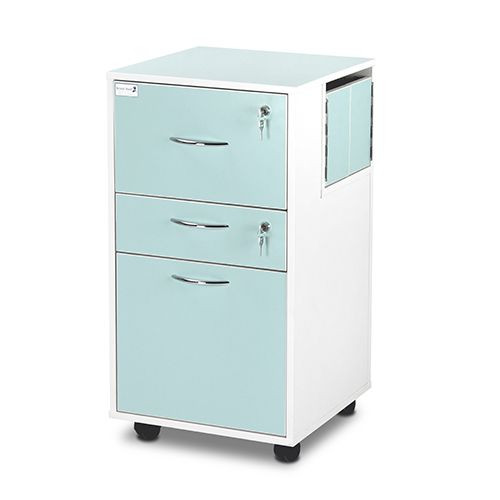 Bristol Maid Bedside Cabinet - Grey White - Locking Flap - Personal Drawer - Lower Drawer - Adjustable Shelf - Cam Lock