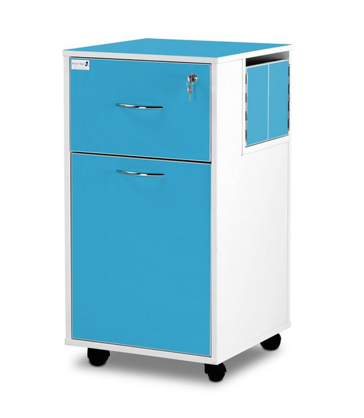 Upper Section, Lower Drawer with Recessed Shelf, Blue