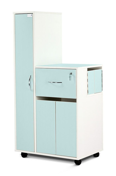 Bristol Maid Bedside Cabinet - Grey White - Left Hand Wardrobe - Locking Front Flap - Cupboard - Adjustable Shelf - Cam Lock
