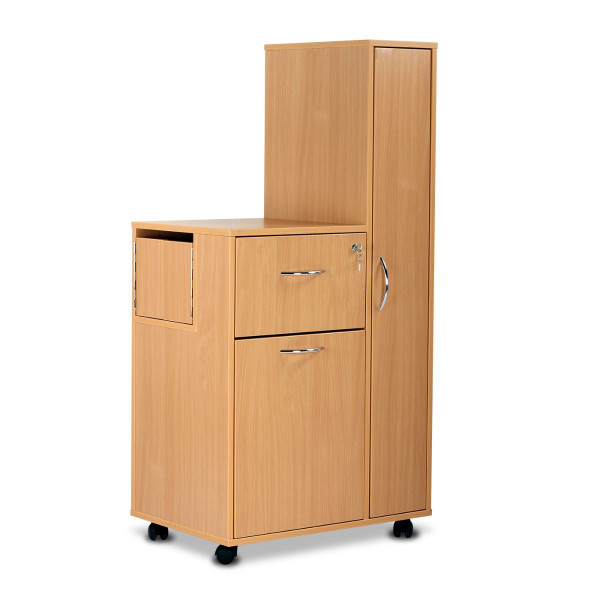 Bristol Maid Bedside Cabinet - Beech - Right Hand Wardrobe - Locking Front Flap - Large Drawer - Adjustable Shelf - Cam Lock