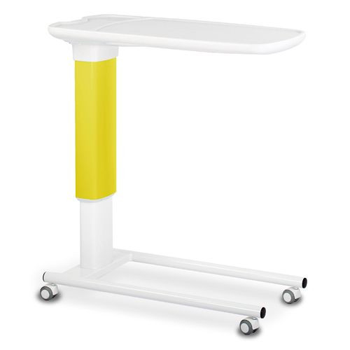 Overbed Table, Height Adjustable, Polymer, Easy Clean - Signal Yellow