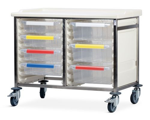 Bristol Maid Caretray Trolley - Stainless Steel - Double Column - 800mm High