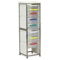 Caretray Rack - Stainless Steel, Static, Single Column   2 x 100mm, 6 x 150mm Trays
