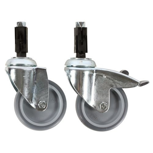 Castor - 100mm, Pressed Steel, 2 x Braking / 2 x Non-Braking (set of 4)