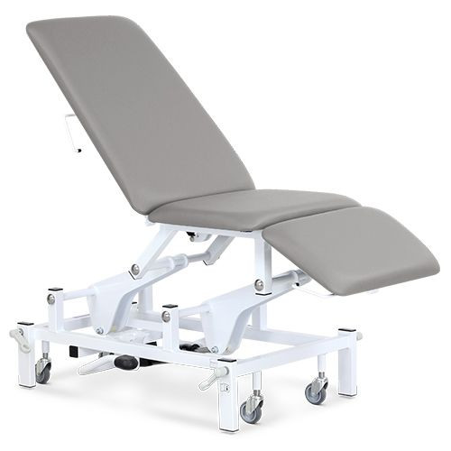 Examination & Treatment Chair, Drop End, Three Section Electric with Electric Backrest, Foot Switch, Graphite