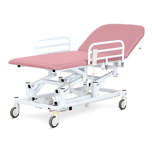 Examination & Treatment Couch, Two Section, Mobile, Bariatric,  Electric, Hand Switch, Rosebud