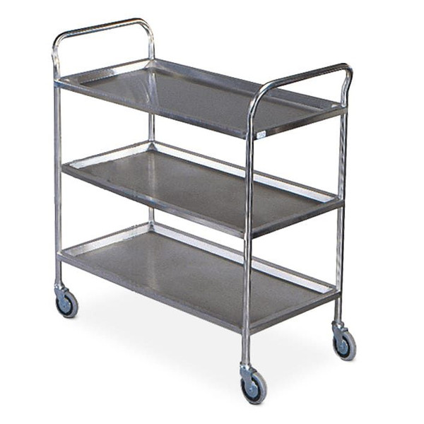 General Purpose Trolleys - Stainless Steel - Light Duty, Three Shelves, Ring Buffers
