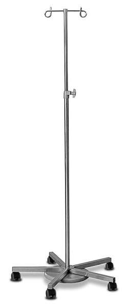 Mobile Infusion Stands - Stainless Steel, Two Hook, Weighted Base