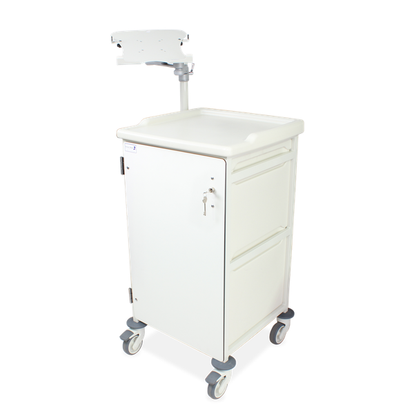 Caretray Trolley - Laptop, 4 X 100mm, 1 x 150mm Trays, Electronic Push Button Lock