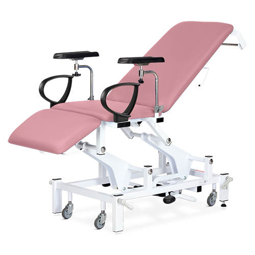 Phlebotomy Chair, Variable Height,  Electric with Electric Backrest, Foot Switch, Rosebud