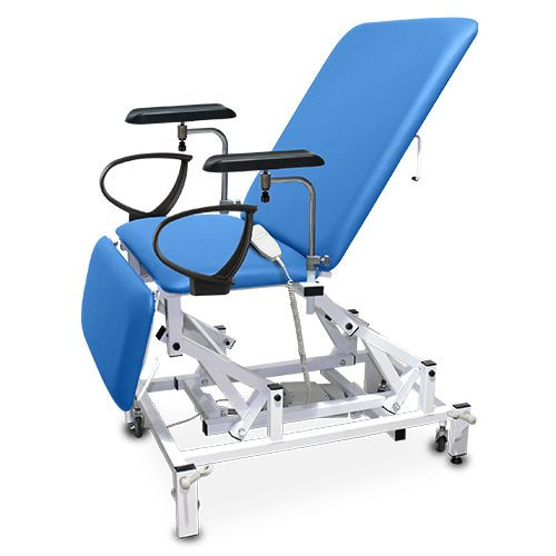 Phlebotomy Chair, Variable Height, Bariatric, Electric with Electric Backrest, Foot Switch, Coastal Blue