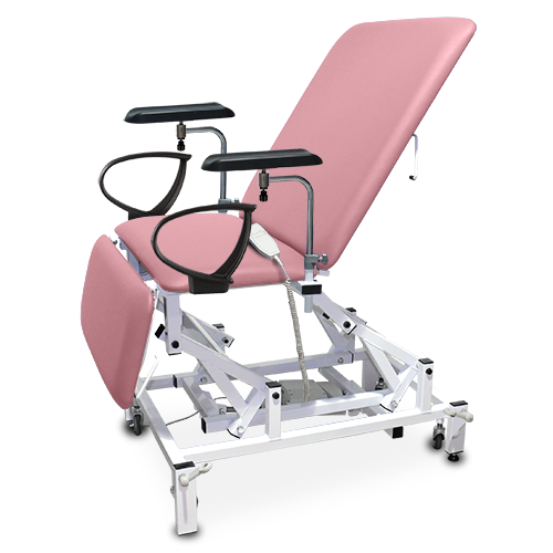 Phlebotomy Chair, Variable Height, Bariatric, Electric with Electric Backrest, Foot Switch, Peach