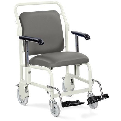 Portering Chair - Front Steer, Nesting, Hinged Footrests, Graphite