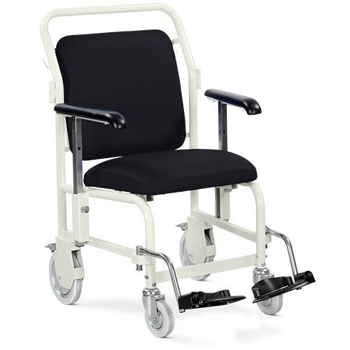 Portering Chair - Front Steer, Nesting, Hinged Footrests, Onyx Black