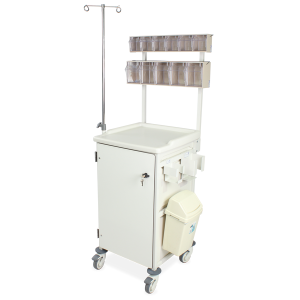 Caretray Trolley - Critical Care, 3 x 100mm, 2 x 150mm Trays, CAM Lock with Wing Handle