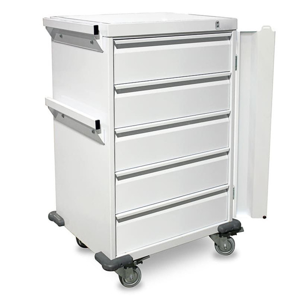 Airways / Difficult Intubation Trolley - Mild Steel, 5 x 125mm Drawers, Tamper Evident Panel