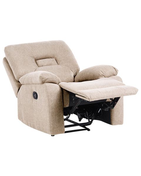 Reclining Armchair, Manual, Vinyl Schwarz & VP Fabric Beige