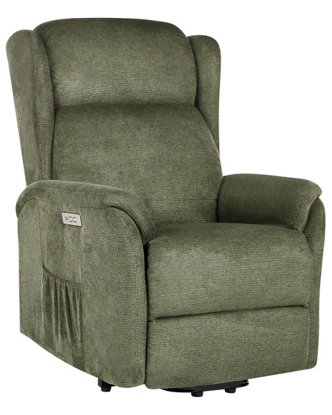 Rise & Reclining Armchair, Electric, Vinyl Leinen & VP Fabric Green