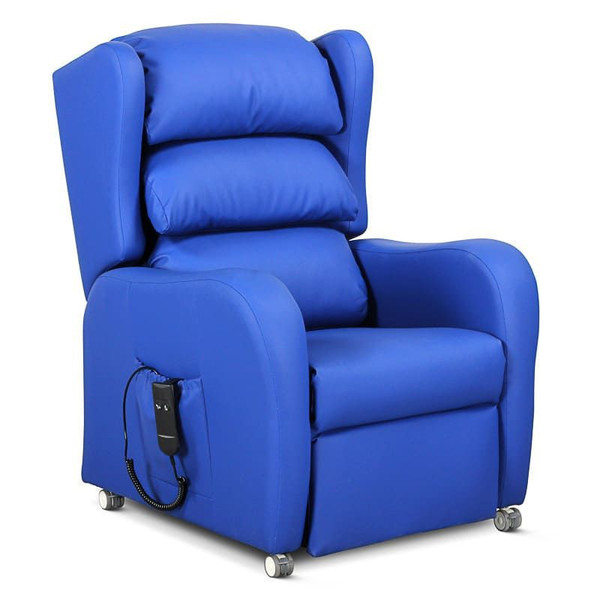Rise & Reclining Armchair, Waterfall Back, Electric, Vinyl Baltic & VP Fabric Red