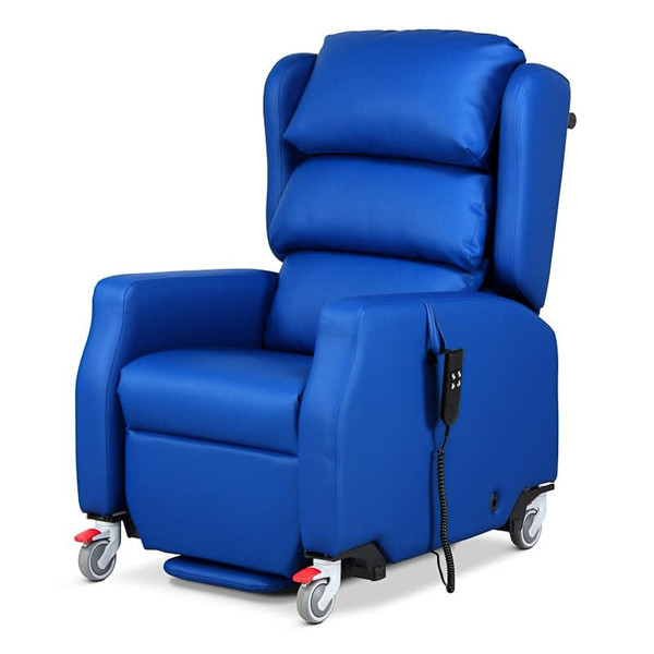 Rise & Recline Porters Armchair, Waterfall Back, Handset Operated, Vinyl Delft