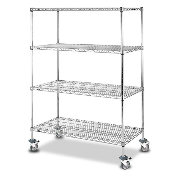 Chrome Racking - Olympic®,  Mobile Unit - 1730mm High, 4 x Shelf - Shelf Size 914 x 610mm