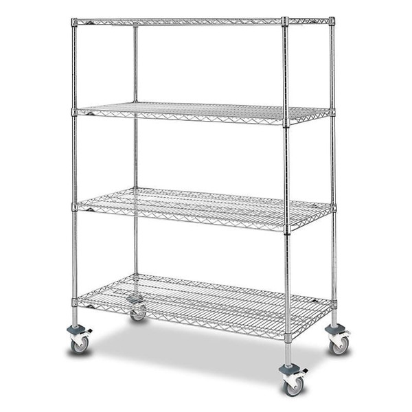 Chrome Racking - Olympic®,  Mobile Unit - 2035mm High,5 x Shelves - Shelf Size 1524 x 610mm