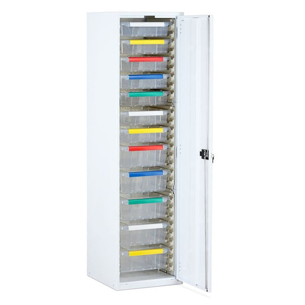 Storage Cupboards - Single Door, 1870mm High, Plastic Trays