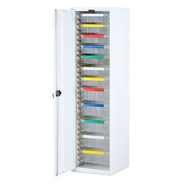Storage Cupboards - Single Door, 1870mm High, Plastic Trays