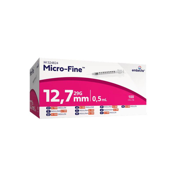 Micro–Fine™+ Insulin Syringes 0.5 ml (29 G x 12.7 mm) (Pack of 100)