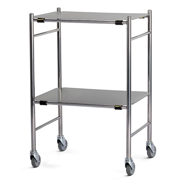 TROLLEY - DRESSING - STAINLESS STEEL - 2 REMOVABLE & REVERSIBLE SHELVES - 600MM