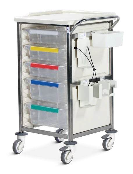 CARETRAY TROLLEY -MEDICAL / SURGICAL, 6 X 100MM TRAYS, ELECTRONIC PUSH BUTTON LOCK