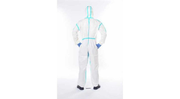 Microporous Protective Coverall with Hood White, Large
