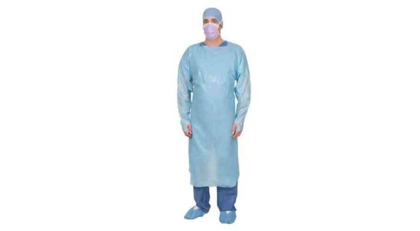 Light-Polyethylene Impervious Cover Gown with Thumb Loops Blue, Large