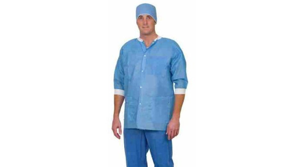 Essential Disposable Three-Quarter-Sleeve Warm-up Jacket Blue, Medium