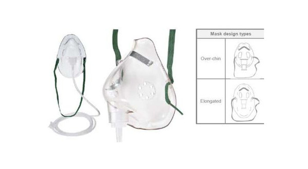 Elongated medium concentration oxygen mask with 2.1m tubing - Adult