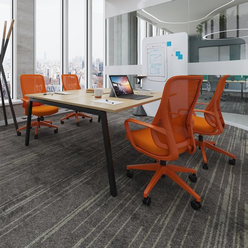 Connex Angled 1200 x 1600 x 725mm Back to Back Desk (2 x 1200mm) - Black Frame / Kendal Oak Top