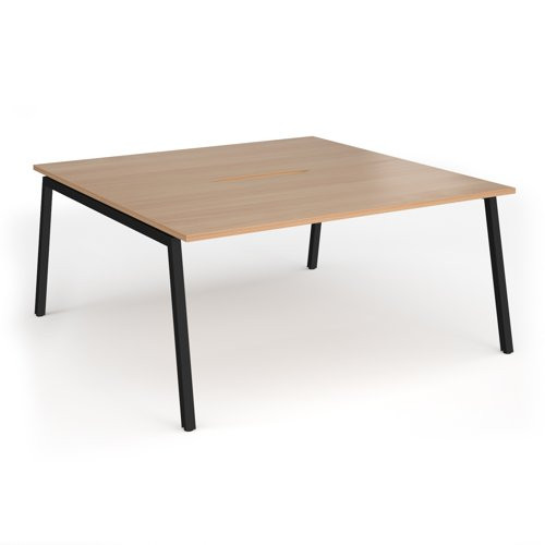 Connex Angled 1600 x 1600 x 725mm Back to Back Desk (2 x 1600mm) - Black Frame / Beech Top