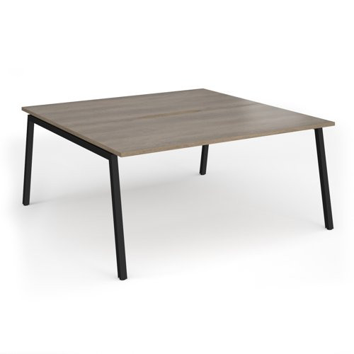 Connex Angled 1600 x 1600 x 725mm Back to Back Desk (2 x 1600mm) - Black Frame / Nebraska Oak Top