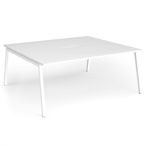 Connex Angled 1800 x 1600 x 725mm Back to Back Desk (2 x 1800mm) - White Frame / White Top