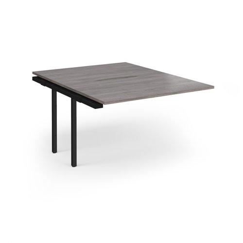 Connex Angled 1200 x 1600 x 725mm Back to Back Add On Bay - Black Frame / Grey Oak Top