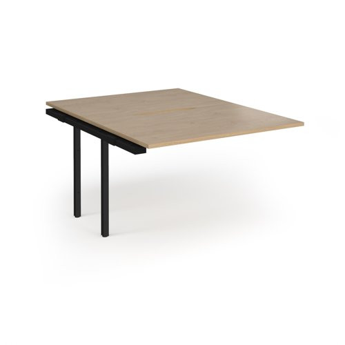Connex Angled 1200 x 1600 x 725mm Back to Back Add On Bay - Black Frame / Kendal Oak Top