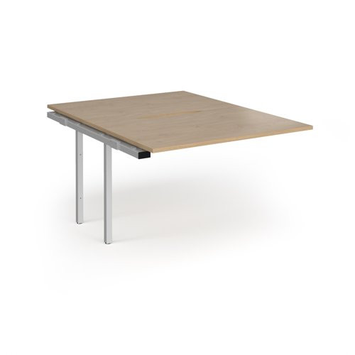 Connex Angled 1200 x 1600 x 725mm Back to Back Add On Bay - Silver Frame / Kendal Oak Top
