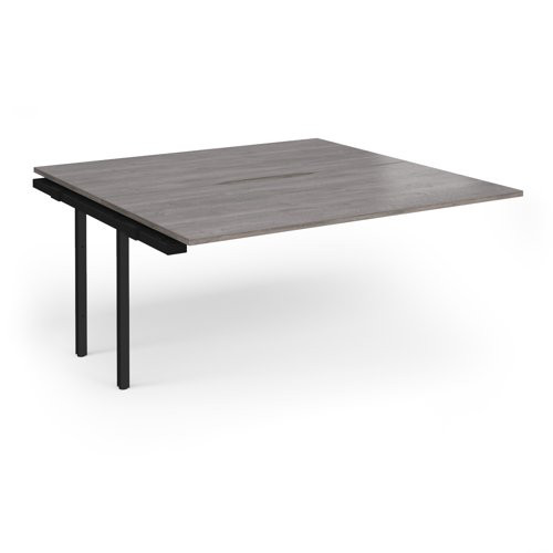 Connex Angled 1600 x 1600 x 725mm Back to Back Add On Bay - Black Frame / Grey Oak Top