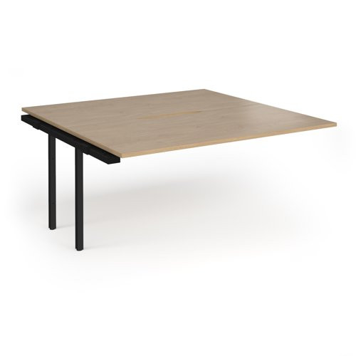 Connex Angled 1600 x 1600 x 725mm Back to Back Add On Bay - Black Frame / Kendal Oak Top