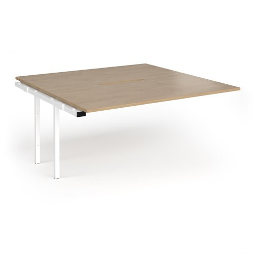 Connex Angled 1600 x 1600 x 725mm Back to Back Add On Bay - White Frame / Kendal Oak Top