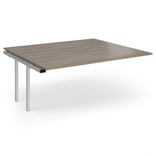 Connex Angled 1800 x 1600 x 725mm Back to Back Add On Bay - Silver Frame / Nebraska Oak Top Description | Specification | Returns | Q&A