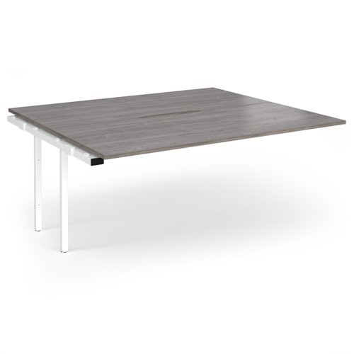 Connex Angled 1800 x 1600 x 725mm Back to Back Add On Bay - White Frame / Grey Oak Top