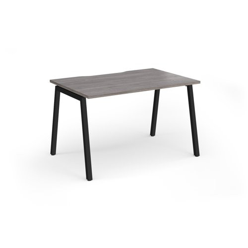 Connex Angled 1200 x 800 x 725mm Single Desk - Black Frame / Grey Oak Top